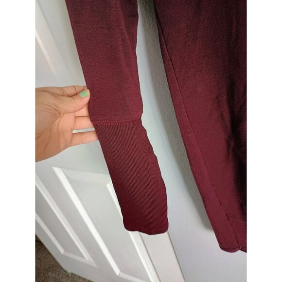 Athleta Solitude Hoodie Sweatshirt Dress deep maroon burgundy cozy relaxed - Picture 6 of 11
